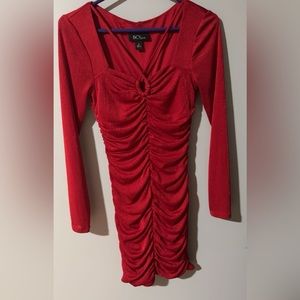 form fitting, padded, long sleeve dress